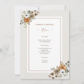 Floral Thanksgiving Diner Menu Afdrukbare Sjabloon Kaart (Voorkant)