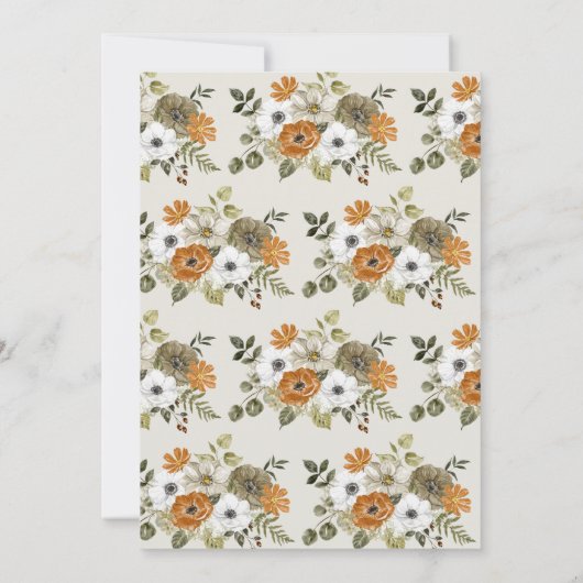 Floral Thanksgiving Diner Menu Afdrukbare Sjabloon Kaart (Achterkant)