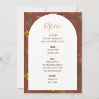 Floral Thanksgiving Diner Menu Bruiloft Menu Kaart