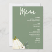 Floral Thanksgiving Diner Menu Sage Groen Kaart (Voorkant)