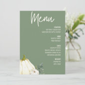 Floral Thanksgiving Diner Menu Sage Groen Kaart (Staand voorkant)