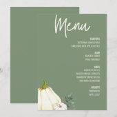 Floral Thanksgiving Diner Menu Sage Groen Kaart (Voorkant / Achterkant)