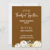 Floral Thanksgiving Dinner Invitation Bruin Kaart (Voorkant)