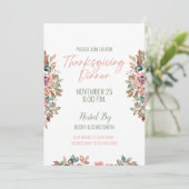 Floral Thanksgiving Dinner Invitation Pastel Kaart (Staand voorkant)