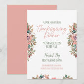 Floral Thanksgiving Dinner Invitation Pastel Kaart (Voorkant / Achterkant)