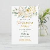 Floral Thanksgiving Dinner Invitation Pumpkins Kaart (Staand voorkant)