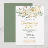 Floral Thanksgiving Dinner Invitation Pumpkins Kaart (Voorkant / Achterkant)