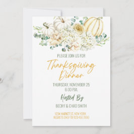 Floral Thanksgiving Dinner Invitation Pumpkins Kaart