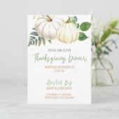 Floral Thanksgiving Dinner Invitation Pumpkins Kaart (Staand voorkant)