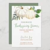 Floral Thanksgiving Dinner Invitation Pumpkins Kaart (Voorkant / Achterkant)