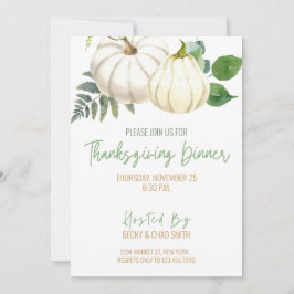 Floral Thanksgiving Dinner Invitation Pumpkins Kaart