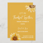 Floral Thanksgiving Dinner Invitation Zonnebloemen Kaart (Voorkant / Achterkant)