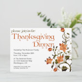 Floral Thanksgiving Dinner Party Invitation 27 Kaart (Staand voorkant)