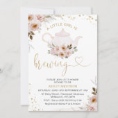 Floral theepot Een klein meisje is het brouwen van Kaart (Voorkant)