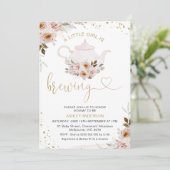 Floral theepot Een klein meisje is het brouwen van Kaart (Staand voorkant)