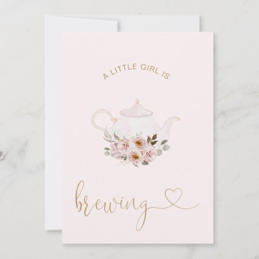 Floral theepot Een klein meisje is het brouwen van Kaart (Achterkant)