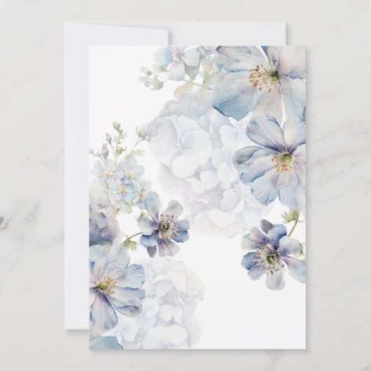 Floral theepot elegante blauwe bruiloft kaart (Achterkant)