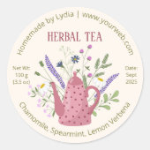 Floral Theepot Kruidenthee Label (Voorkant)