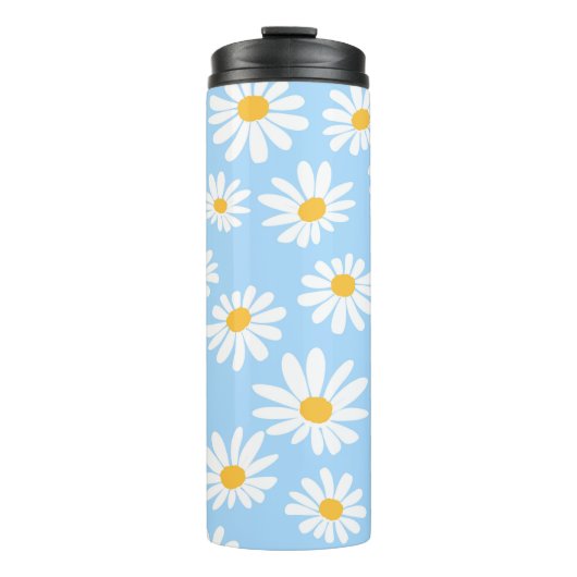 Floral thermal mug, daisy flowers  thermosbeker (Voorkant)