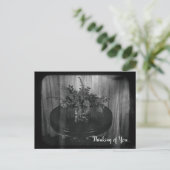 Floral Thinking of You Flowers Monochrome Briefkaart (Staand voorkant)