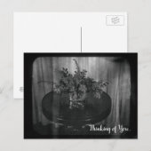 Floral Thinking of You Flowers Monochrome Briefkaart (Voorkant / Achterkant)
