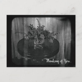 Floral Thinking of You Flowers Monochrome Briefkaart