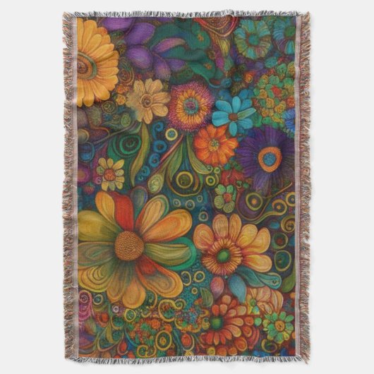 Floral Throw Blanket Deken (Voorkant Verticaal)