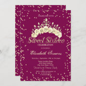 Floral Tiara Diamonds Princess Sweet 16 Kaart (Voorkant / Achterkant)