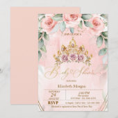 Floral Tiara Rozen Baby shower Kaart (Voorkant / Achterkant)