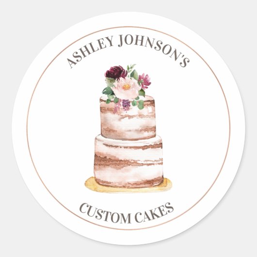 Floral Tiered Custom Cake Business Sticker (Voorkant)