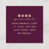 Floral Tiger Stardust Sparkle Girly Tattoo Artist Vierkante Visitekaartje (Achterkant)