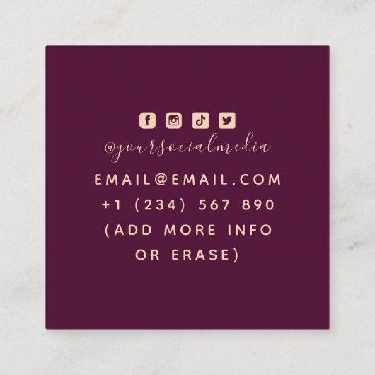 Floral Tiger Stardust Sparkle Girly Tattoo Artist Vierkante Visitekaartje (Achterkant)