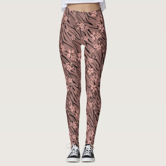 Floral tijgerprint leggings (Voorkant)