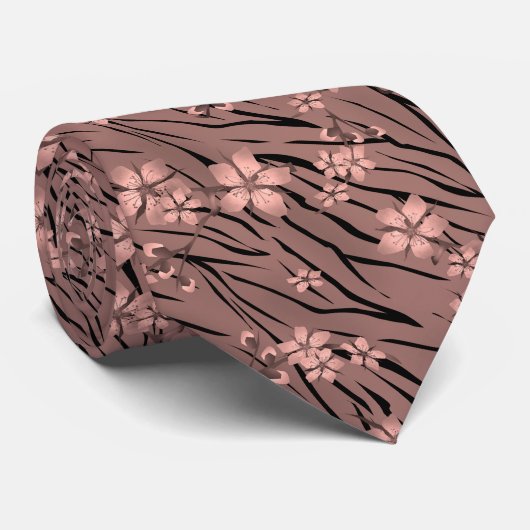 Floral tijgerprint stropdas (Opgerold)