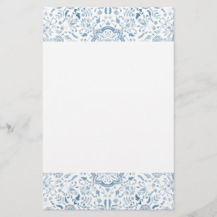 Floral Tile Pattern Blue Briefpapier