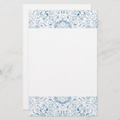 Floral Tile Pattern Blue Briefpapier (Voorkant / Achterkant)