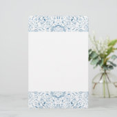 Floral Tile Pattern Blue Briefpapier (Staand voorkant)