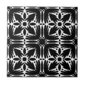 Floral Tile zwart-wit Tegeltje (Voorkant)