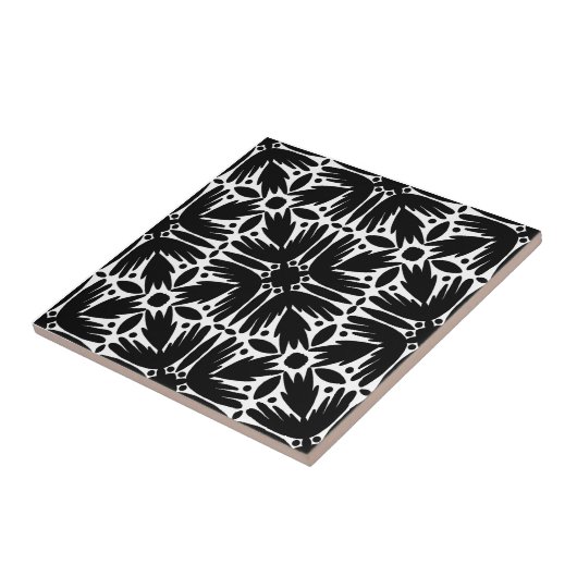 Floral Tile zwart-wit Tegeltje (Zijkant)