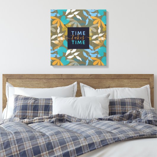Floral Time Neemt TIme Faux Canvas Print (Insitu (Slaapkamer))