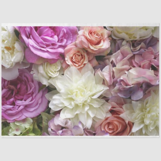 Floral tissue paper with dahlia and roses tissuepapier (Voorkant)