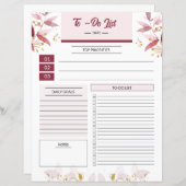 Floral to do lijst Sjabloon (Voorkant / Achterkant)