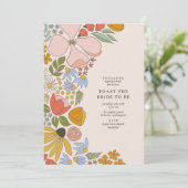 Floral Toast de Bruid Cocktail Hour Douche Kaart (Staand voorkant)