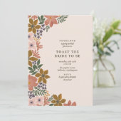 Floral Toast de Bruid Cocktail Hour Douche Kaart (Staand voorkant)