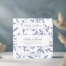  floral toile blauw verwijzingskaart aanbevelingskaartje