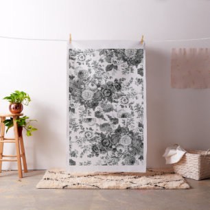 Floral Toile Botanical Posy Black & White Stof