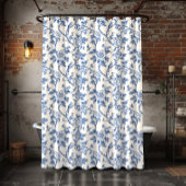 Floral  Toile de Jouy Blauw Wit Douchegordijn