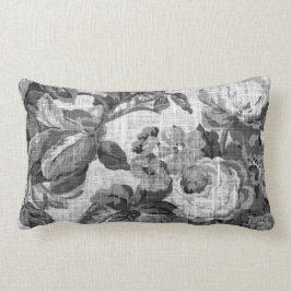 Floral Toile Fabric nr. 5 van zwarte en witte grij Kussen
