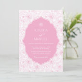 Floral Toile Fancy Blush Roze bruiloft Kaart (Staand voorkant)
