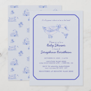 Floral Toile Gekke Goose Baby shower Kaart